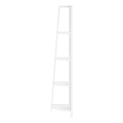 59" White Metal and Wood Four Tier Corner Bookcase