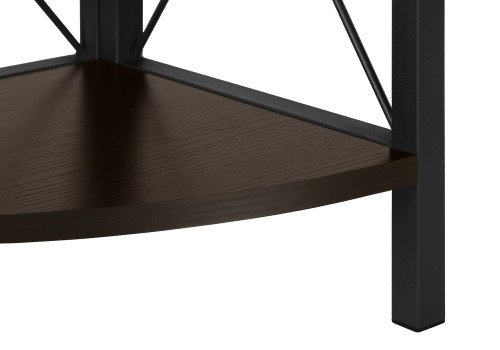 59" Espresso Metal and Wood Four Tier Corner Bookcase