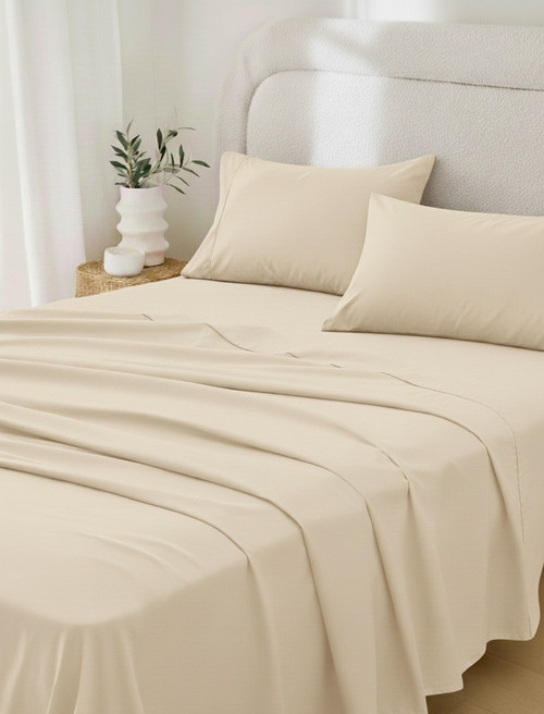 Set of Two Ivory Cotton Queen Pillowcases