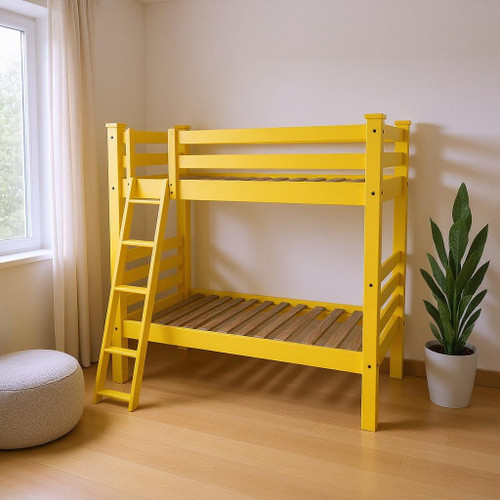 Yellow Twin Solid Wood Bunk Bed