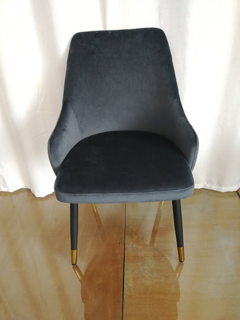 Set of Two Gray and Black Fabric Dining Side Chairs
