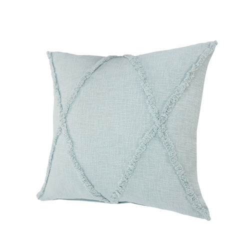 18" Blue And Slate Blue Diamond Cotton Throw Pillow Cover with Texture