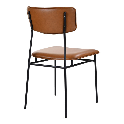 Brown and Black Leather Open Back Dining Side Chair