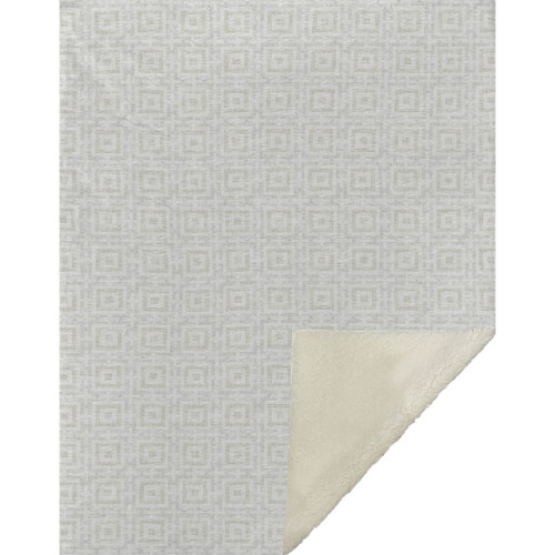 50" X 70" Linen And Ivory Geometric Microfiber Plush Throw Blanket