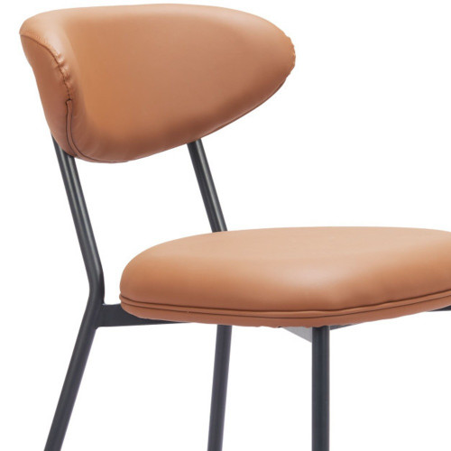 Set of Two Brown and Black Faux Leather Open Back Dining Side Chairs
