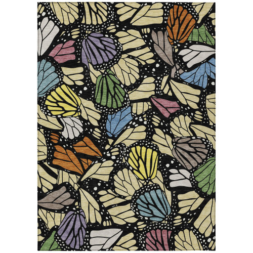 9' X 12' Wheat And Gold Animal Print Washable Indoor Outdoor Area Rug