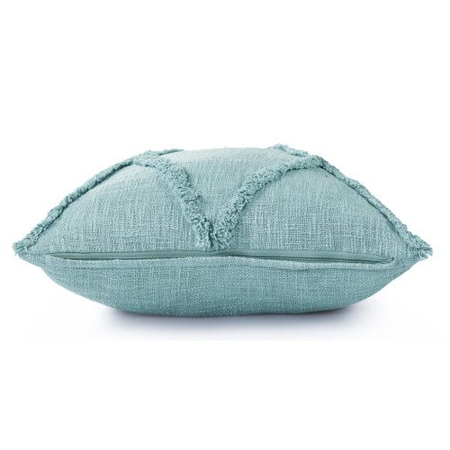 Set of Two 20" Teal Blue Diamond Cotton Throw Pillows