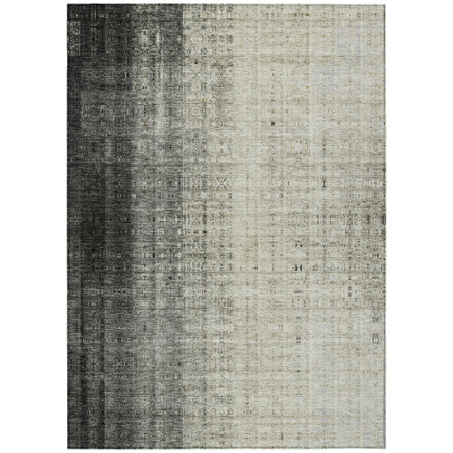 8' X 10' Beige And Gray Striped Washable Indoor Outdoor Area Rug