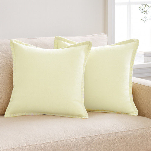 Set of Two 20" Yellow Cotton Throw Pillows