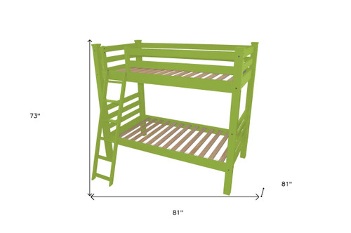Green Full Solid Wood Bunk Bed