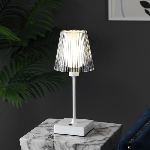 13" White USB Table Lamp With Empire Shade
