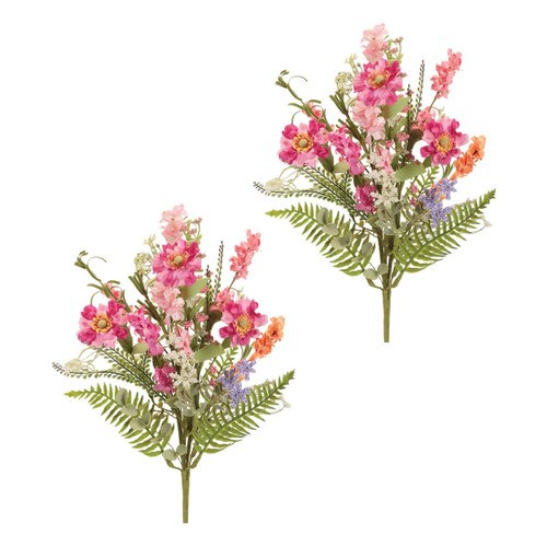 Set of two 5" Pink Blush And Green Flowering Artificial Plant