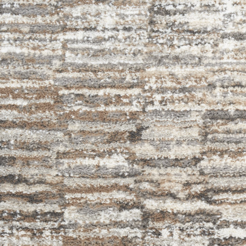 8' Brown and Ivory Abstract Runner Rug