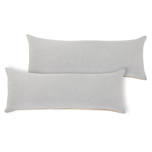 Set of Two 14" X 36" Gray Lumbar Cotton Throw Pillows