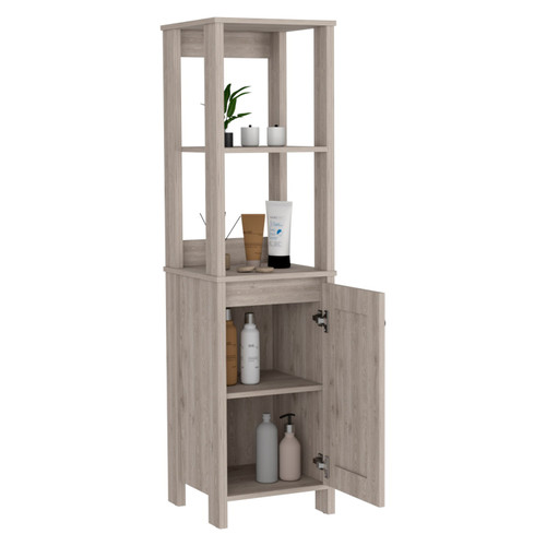 16" Light Gray Wood Freestanding Single Door Bathroom Vanity