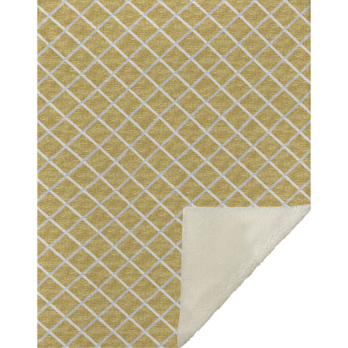 50" X 70" Gold And Ivory Geometric Microfiber Plush Throw Blanket