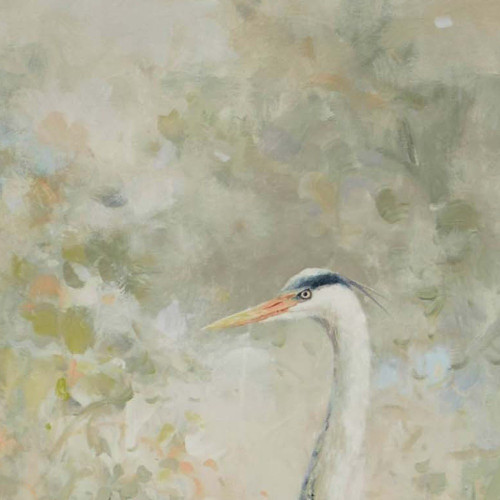 Set Of Two Wading Heron Canvas Silver Floater Frame Print Wall Art