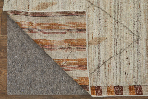 2' X 3' Ivory And Tan Wool Moroccan Hand Knotted Area Rug