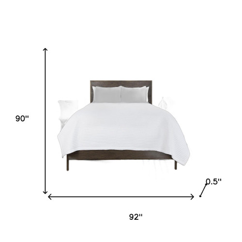 92" X 90" White Geometric Cotton Quilt