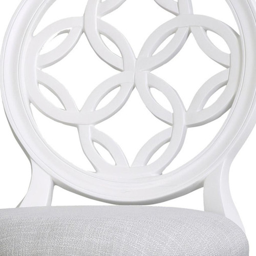 Gray and White Fabric and Solid Wood Bar Height Swivel Bar Chair
