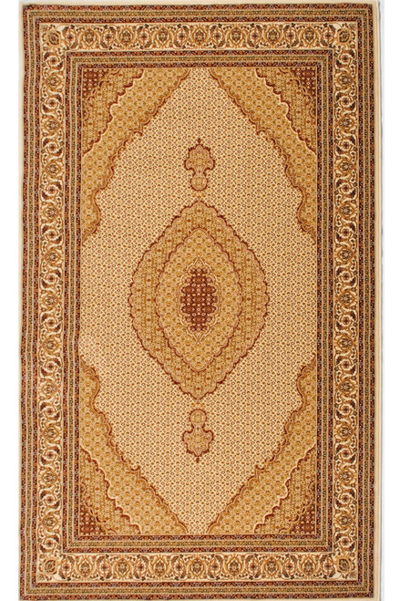 10' X 13' Beige and Ivory Oriental Washable Non Skid Area Rug