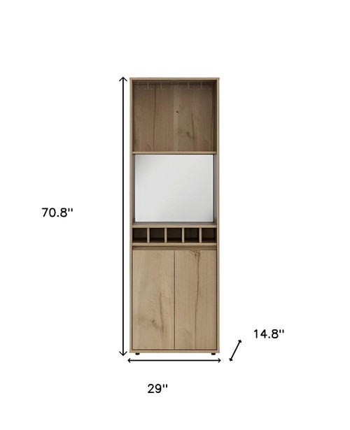 23" Oak Wood Bar Cabinet With Two Doors