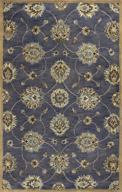 9' X 13' Dark Gray Green And Brown Wool Floral Hand Tufted Area Rug