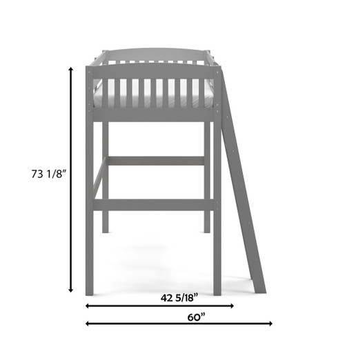 Gray Slat Solid Wood Twin Loft Bed