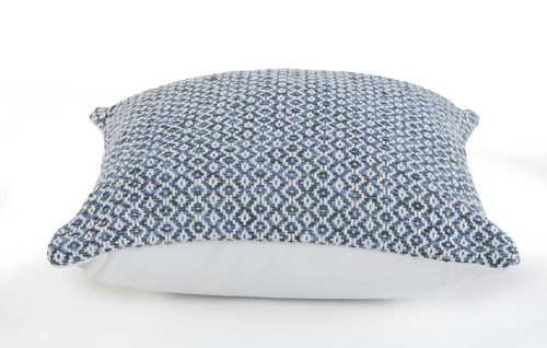 Set of Four 18" Navy Blue And White Geometric Cotton Throw Pillows
