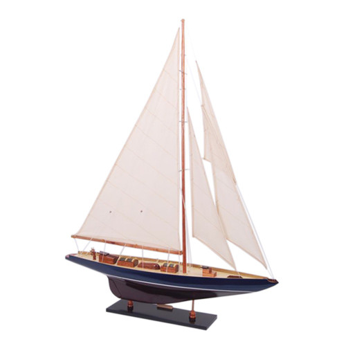 38" Unfinished Wood Hand Painted Model Boat