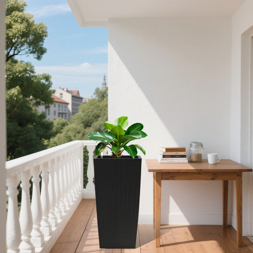 30" X 15" Black Recycled Plastic Rectangular Self Watering Planter Box