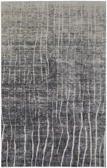 4' X 6' Ivory Gray and Black Abstract Power Loom Area Rug