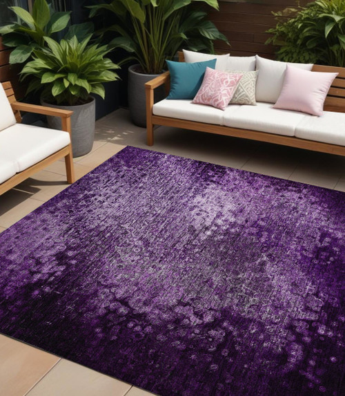 9' X 12' Purple Washable Non Skid Indoor Outdoor Area Rug