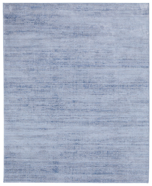 5' X 8' Blue and Ivory Power Loom Area Rug