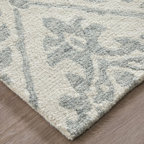 5' X 8' Ivory And Gray Floral Hand Tufted Area Rug