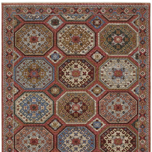 10' X 13' Pink And Red Medallion Area Rug With Fringe