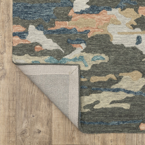 5' X 8' Gray And Blue Wool Abstract Hand Tufted Area Rug