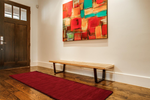8' Runner Red Hand Woven Runner Rug