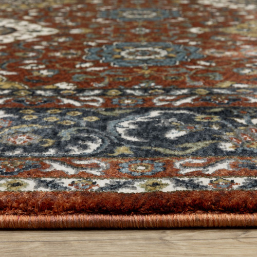 5' X 8' Red Medallion Area Rug With Fringe