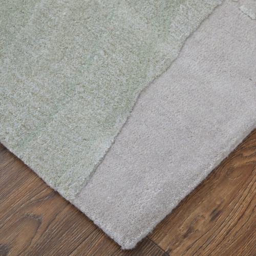 5' X 8' Green Blue And Ivory Abstract Hand Tufted Area Rug