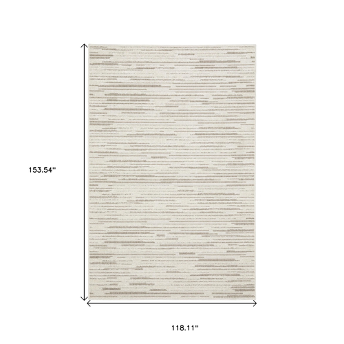 10' X 13' Ivory And Brown Striped Distressed Area Rug