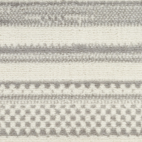 8' Runner Gray and Ivory Striped Power Loom Distressed Runner Rug