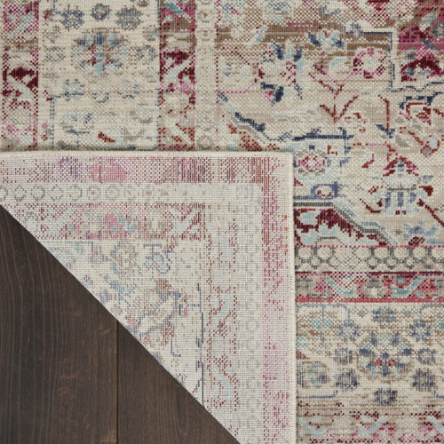 4' X 6' Ivory Red And Brown Floral Distressed Area Rug