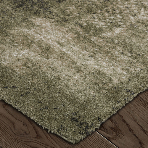 8' Green And Tan Abstract Distressed Runner Rug