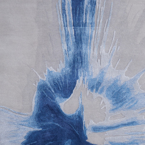 5' X 8' Blue And Gray Abstract Hand Tufted Area Rug