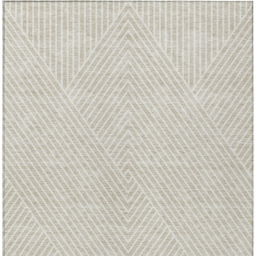 8' X 10' Beige And Ivory Geometric Washable Indoor Outdoor Area Rug
