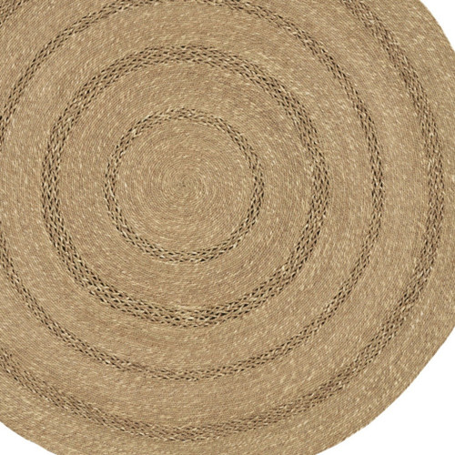 3' Natural And Brown Round Handmade Indoor Outdoor Area Rug