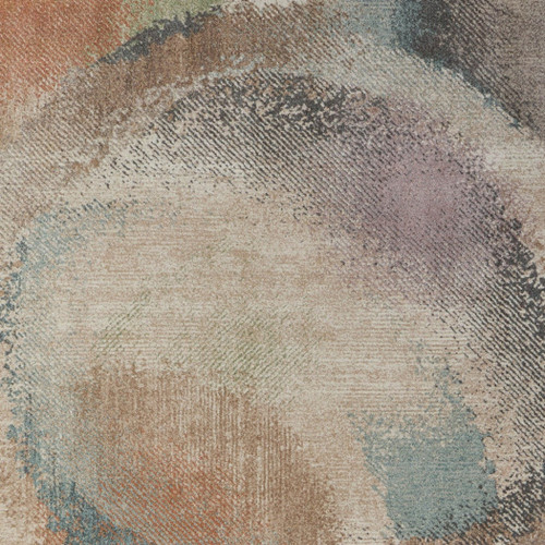 8' X 10' Brown Tan And Blue Abstract Distressed Area Rug