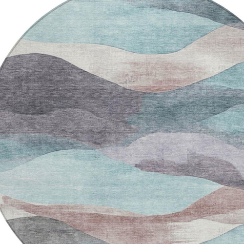 Round Abstract Washable Indoor Outdoor Area Rug