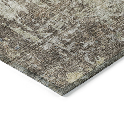 8' X 10' Beige And Brown Abstract Washable Indoor Outdoor Area Rug